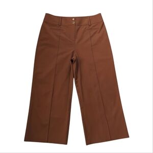 Judith & Charles High-Rise Cropped Wide Leg Pants 12 Brown Rust